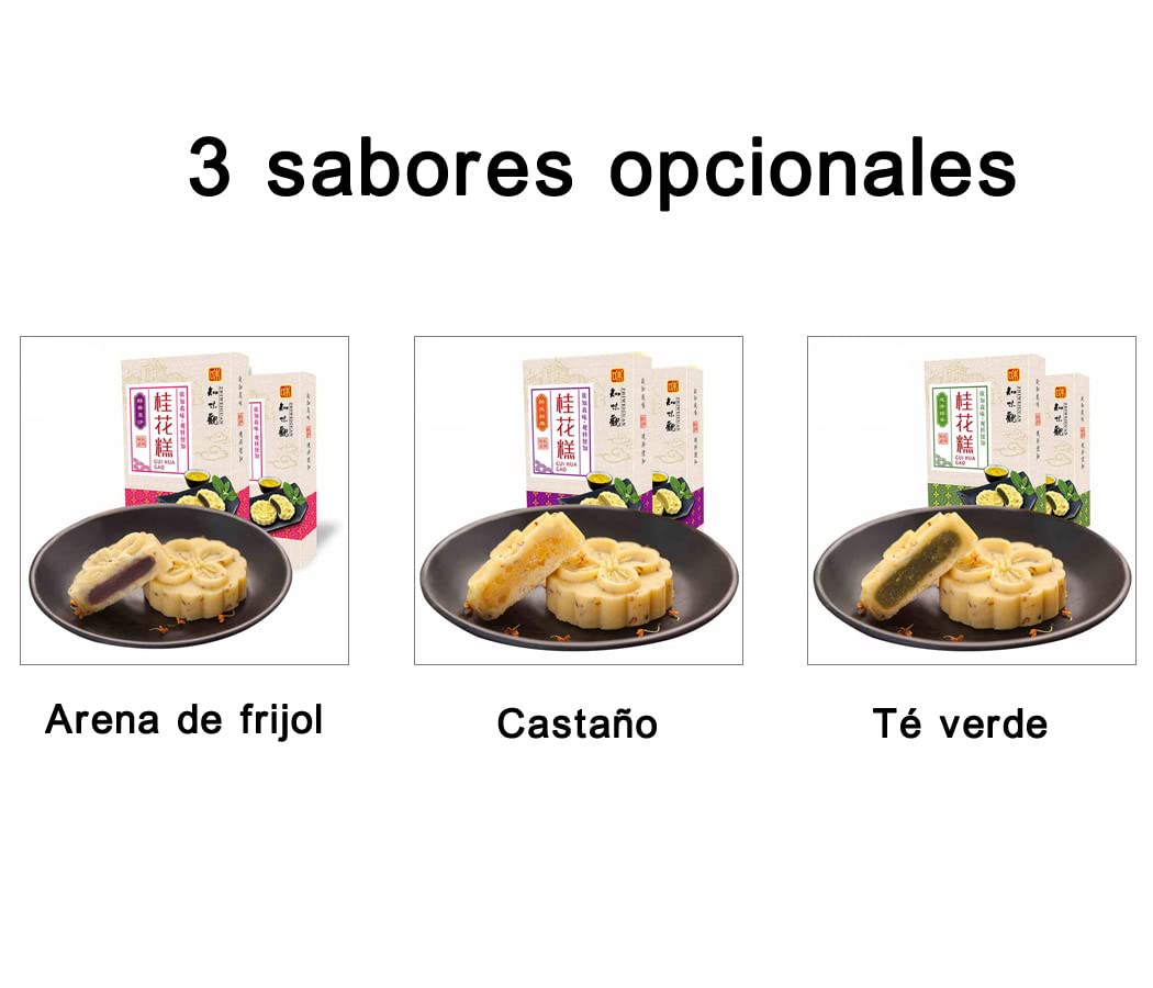 Pastel de Jalea Osmanthus, famoso pastel/galleta suave China, 5 Piezas / 6,7 Oz / 190g, 3 sabores opcionales, 桂花糕 (Originales)