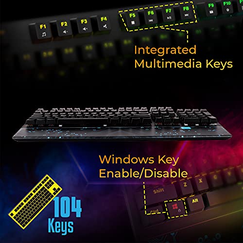Image of ZEBRONICS Zeb-MAX Chroma Premium Mechanical Gaming Keyboard with 104 Tactile Switch Keys, Wrist Rest