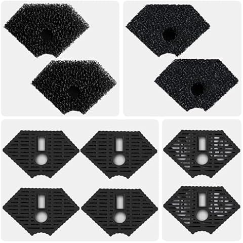 VCRAZE Turtle Tank Replacement Filter Media, Reptile Filter Replacement Parts, Including 2 x Coarse Sponge, 2 x Fine Sponge, 4 x Activated Carbon & 2 x Ceramic Rings, for 30-60 Gal Cover