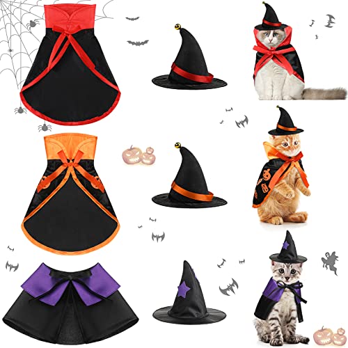 6 piezas Disfraz Halloween para gatos con capa y sombrero