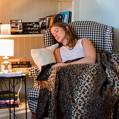 Wolf Essentials Cozy-Soft Microfleece Travel Blanket, 50X60 Inch, Lightweight, Compact, Perfect For Airplane And Car, Leopard #TOP5