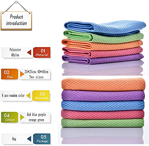 U/B 6-Pack Fish Scale Microfiber Polishing Cleaning Cloths,Lint-Free Super Absorbent Microfiber Cloths thumb #3