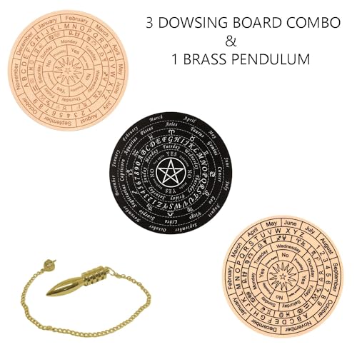 Image of Dowsing Board with Brass Pendulum | 6 Inch Three Board | Metaphysical Message Board | Acrylic Divination Board | Spirit Board | Witch Board | Pendulum Assorted