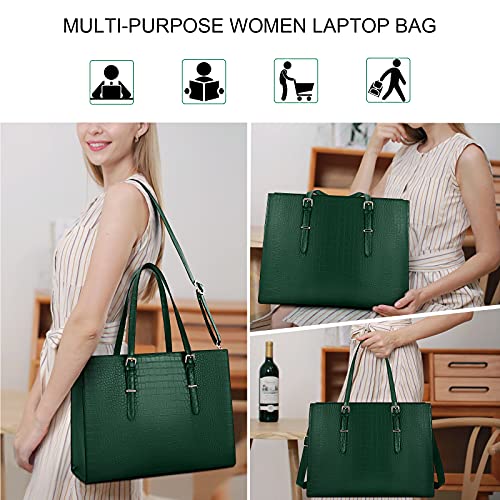 Image of Laptop Bag for Women 15.6 Inch Laptop Tote Bag Leather Classy Computer Briefcase