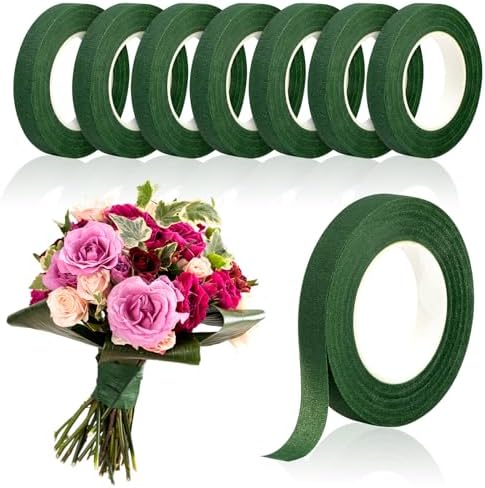 COIDEA 8 Rolls Floral Tape, 1/2" Wide Flower Tape, Green Floral Tape