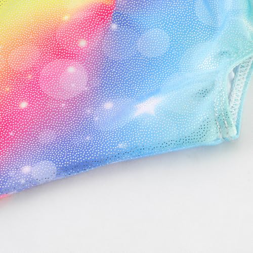 Leotards for Girls Gymnastics Toddler Dance Biketards Mermaid Unicorn Athletic Dance Wear Shiny Rainbow Blue Hotpink