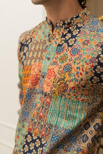 Shasak The Patchwork Multicolour Foil Print Long Kurta4