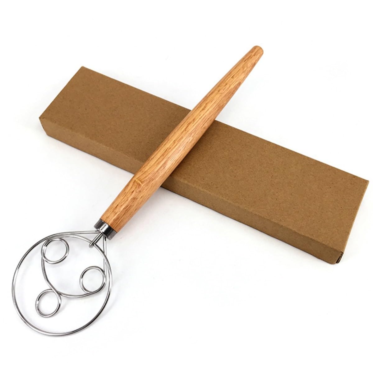 Frusta da Cucina Sbattitore Manuale Utensili for Impastare La Cottura al Forno con Manico in Legno Manuale in Acciaio Inossidabile for Il Pane Frullatore Efficiente
