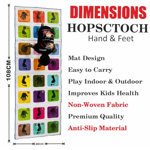Image of Colorful Hand and Foot Print Design, Alphabet Game for Kids, Indoor Activity Markers, hopsctoch Game for Kids Baby Play mat