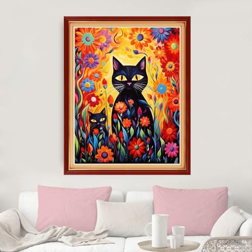 Image of Dimxvean Stamped Cross Stitch Kits,Cross Stitch Kits for Adults Beginners,Embroidery Kits Full Range of Cross Stitch Stamped Kits Needlepoint Kits Cross Stitch Patterns-Magic Cat 16x20 inch