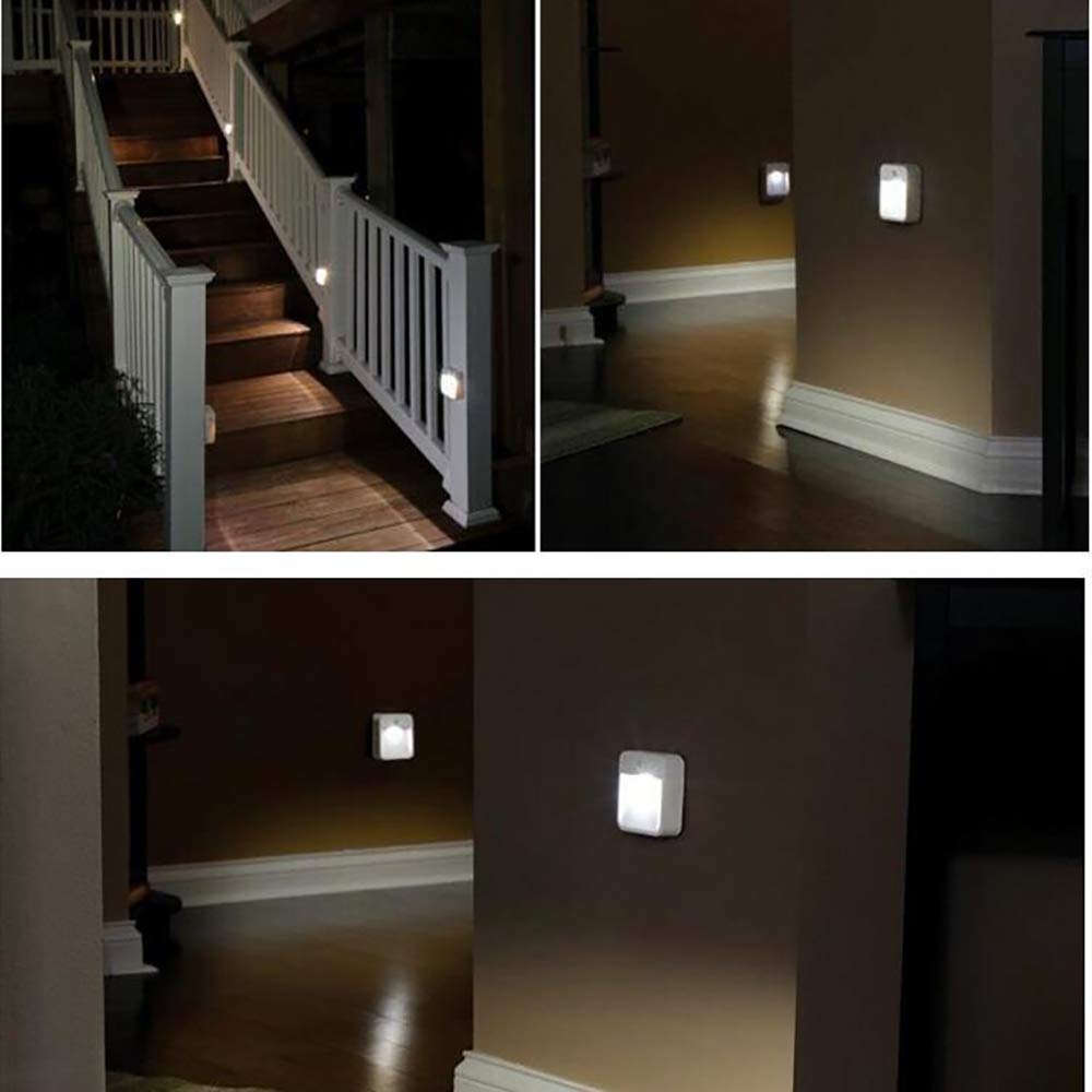 La luz del Sensor, LED portátil Noche la luz, la luz del Armario, con Pilas de la Stick-On, Blanco Caliente LED, inalámbrico de Pared montado para Escalera, Aseo, Armario, 2-Pack