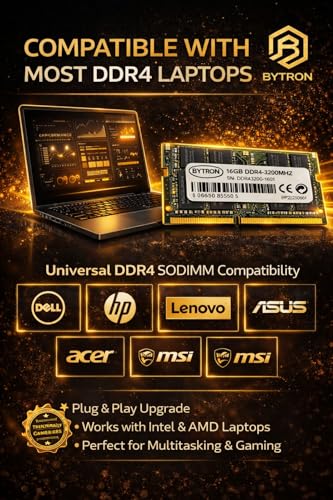Image of 16GB DDR4 3200MHz Laptop RAM | DDR4 SO-DIMM Memory | Compatible with HP Dell Lenovo ASUS Acer MSI Samsung Laptops | High Speed Laptop RAM | Low Heat | 3 Year Warranty