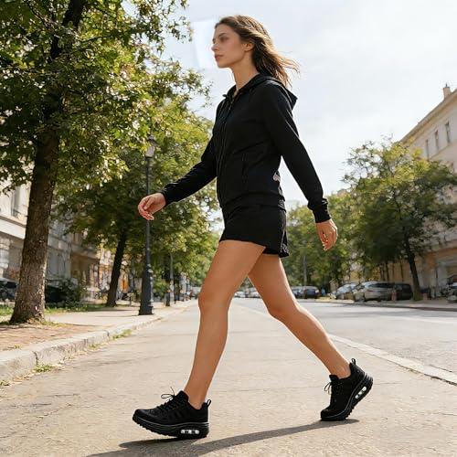 Image of RUIDENG Platform Sneakers for Women Air Cushion | Walking Shoes Women Comfortable All Day | Thick Rocker Bottom