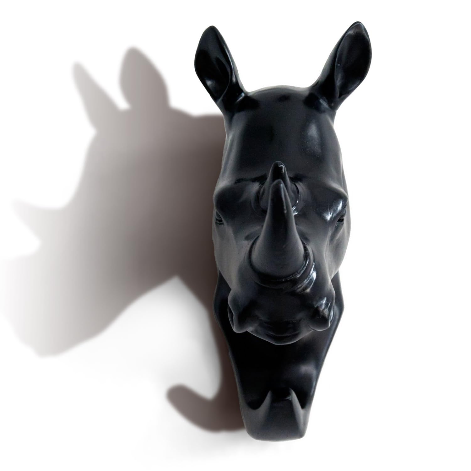 HERNGEERhino Head Single Wall Hook/Hanger Animal Shaped Coat Hat Hook Heavy Duty, Rustic Decorative Gift, Black