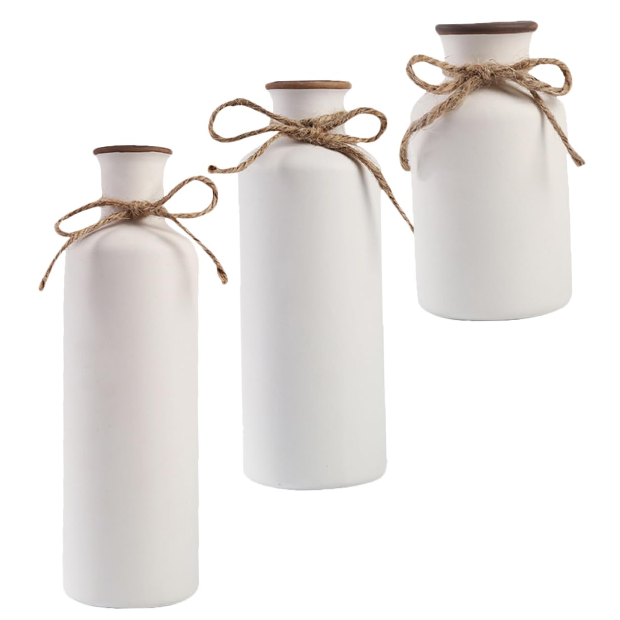 Set 3 Vasi in Ceramica per Fiori, Decorazione Semplice ed Elegante per Interni, Vasi Moderni per Arredamento Casa e Regalo