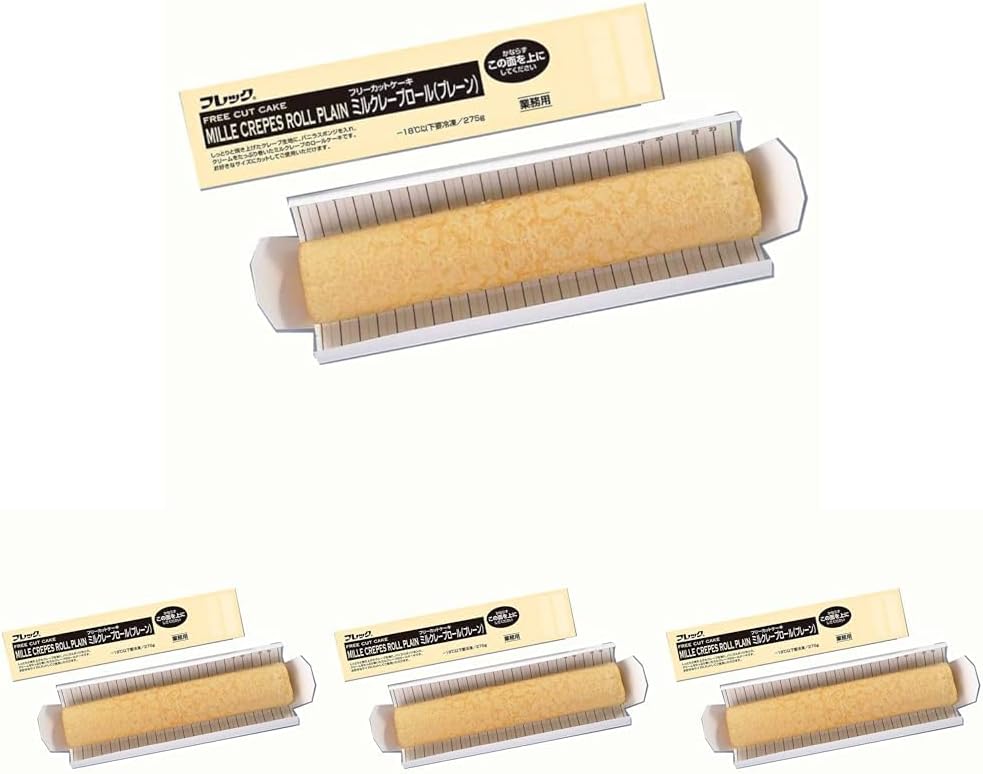 [冷凍] 味の素 フリーカットケーキ ミルクレープロール（プレーン） 275g (&times; 4)