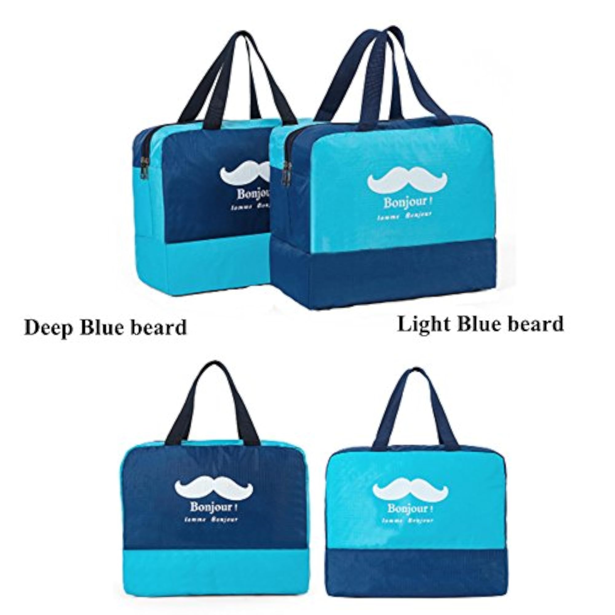 Waterproof Storage Bag for Beach, Navy Blue Mustache