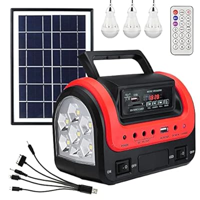 Solar Generator,Portable Power Station with Solar Panel Included,LiFePO4 Lithium Battery Mini Portable Generator with DC/USB Outlets,Quiet Generators LED Flashlight for Home Use, Camping(Red)