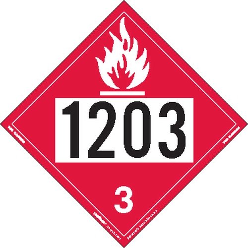 Labelmaster Z-IDG UN 1203 Flammable Liquid Hazmat Placard, Permanent Vinyl (Pack of 25)