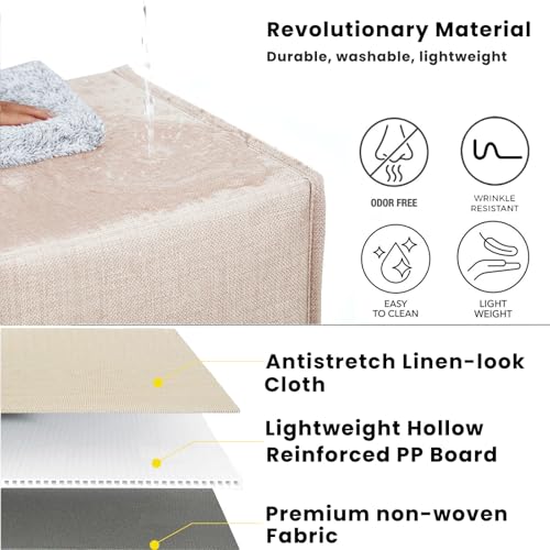 Mangata Aufbewahrungsbox 33x38x33 cm, faltenfrei Stoff Aufbewahrungskörbe für Kleiderkörbe, Körbe, Truhen, Spielzeug (3 er, Helles Khaki)