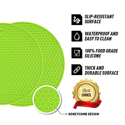 Image of Countertop Protector Heat Resistant Trivets for Hot Pots and Pans - Non-Slip Insulated Heat Pads for Kitchen Counter Green Pack of 4