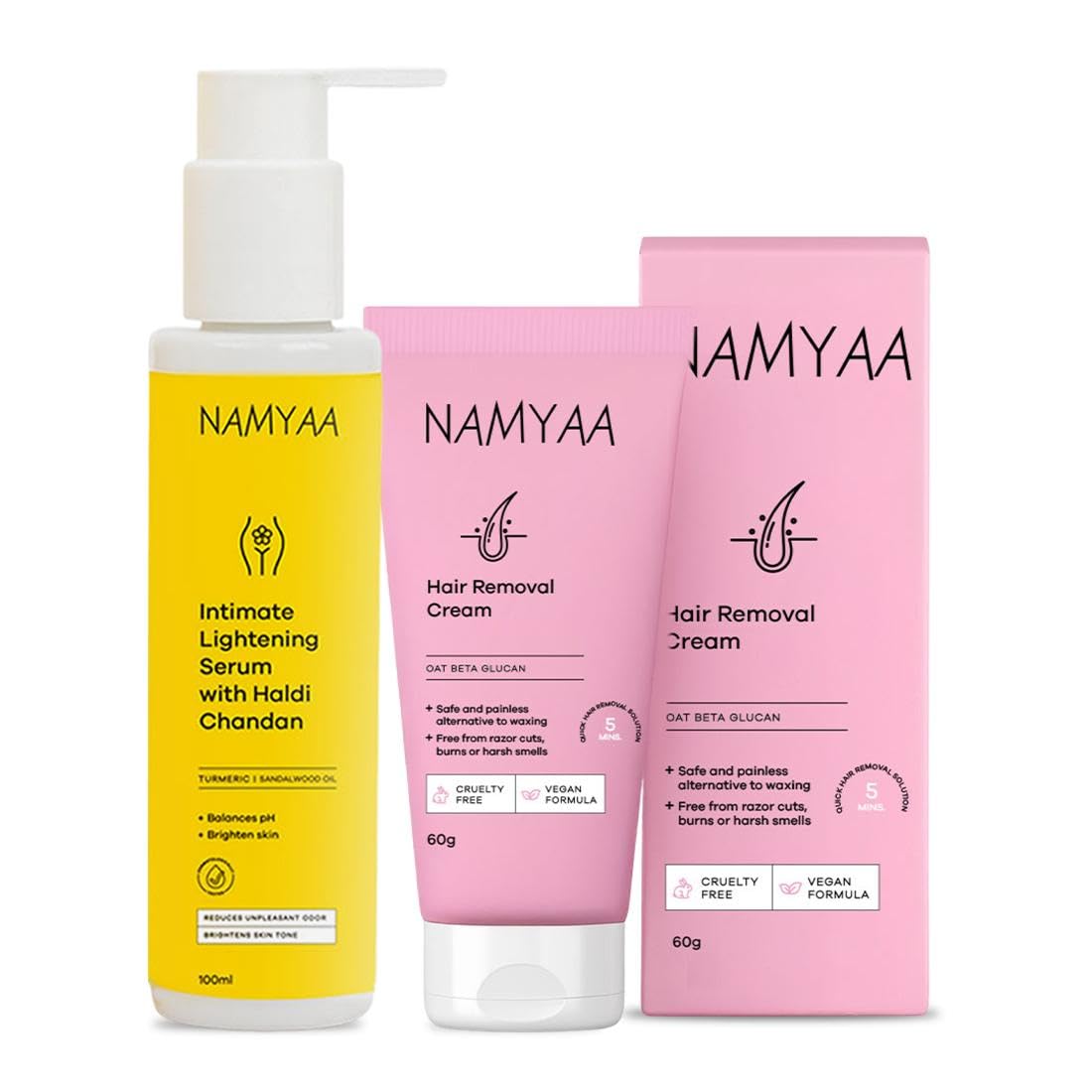 Intimate Serum Combo (160gm) | Hair Removal Cream 60gm & Haldi Chandan Intimate Seurm 100gm |Pack Of 2|For Women Intimate Area|