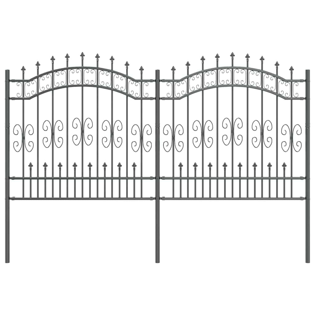 Garden Fence Kampen Grey 240 x 166 cm Powder-Coated Steel Outdoor Border Decorative Panel Rust Proof Weather Resistant for Garden Terrace Enclosure Modern Design 17.1 kg