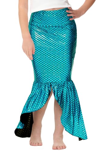 Image of Halloween Mermaid Skirts Elastic High Waisted Long Skirt Blue XL