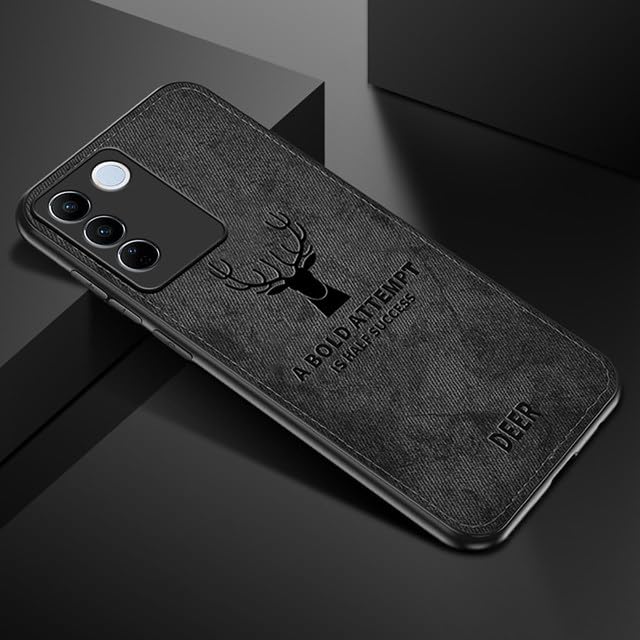 Apurb Store for Vivo V27 5G 3D Deer Pattern Fabric Cloth Back Cover Case TPU Soft Frame Protection (for Vivo V27 5G, Black) (B0CFHS88RW) Amazon Price History, Amazon Price Tracker
