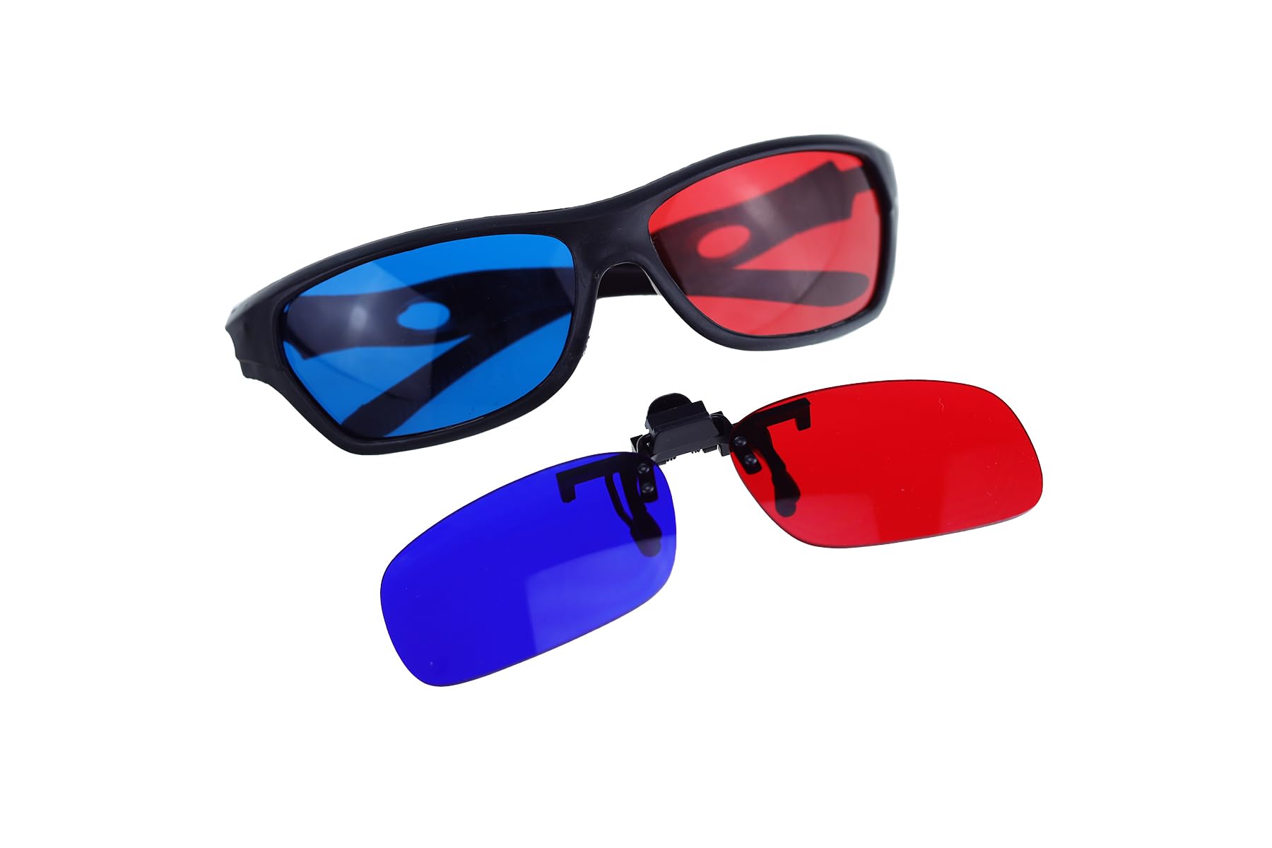 Familyall 2x occhiali 3D Rosso e Ciano per i Film 3D Videogiochi e TV (1x Clip On; 1x stile anaglifo)