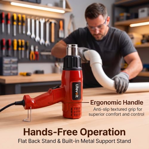 Image of 1800W Heat Gun Hot Air Gun for Paint Removal, Dual Temperature 400C & 550C, Pure Copper Motor, Professional Electric Hot Air Gun for Shrink Wrapping, PVC, Crafts & DIY
