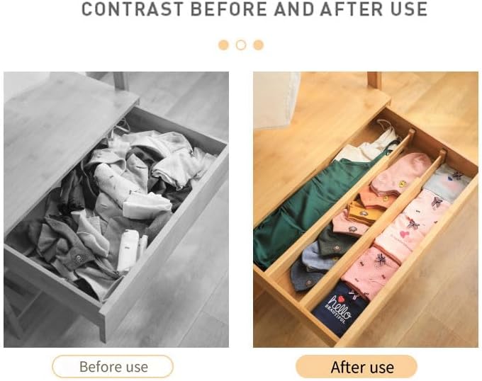 Miniatura 5 de 6 Pack Bamboo Kitchen Drawer Dividers, Expandable Drawer Separators Splitter, Utensil Drawer Organizer, Adjustable Organizer for Large Utensil,