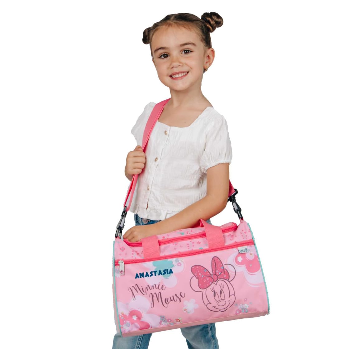 Piccola borsa sportiva Minnie Mouse per bambini – Personalizzata con nome – Disney borsa da viaggio per bambini, Rosa - Minnie Mouse, 35 x 23 x 16 cm, Stile Minnie