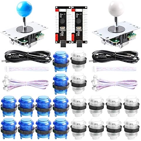 Reyann 2 Player LED USB PC MAME Cabinet DIY Kit for Arcade Fighting Games / 2x No Delay LED PC Encoders + 2x Joysticks + 20x LED Illuminated Push Buttons by Reyann Cover