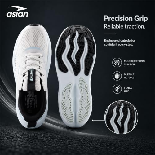 Image of ASIAN Aerofoam-01 Men's Running Shoes with Breathable Mesh Upper | Energy Return Sole, Lace-Up Fit & Lightweight Comfort