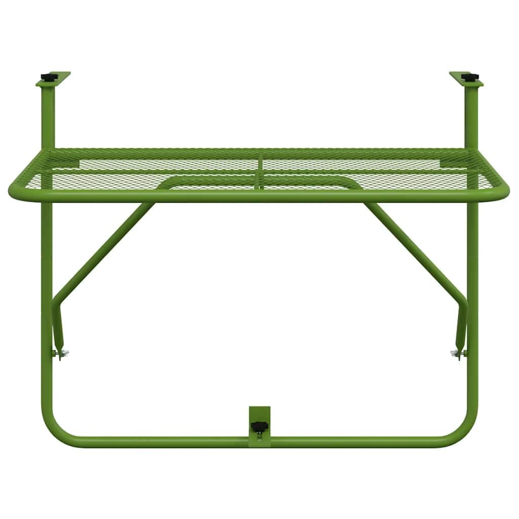 Tavolo da balcone verde, 60 x 40 cm, in acciaio, pieghevole | Salvaspazio, resistente alle intemperie, design a rete, per terrazza, veranda, ringhiera