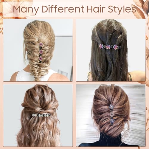 Pinzas para el cabello trenzadas con cristales brillantes 4 piezas miniatura 2