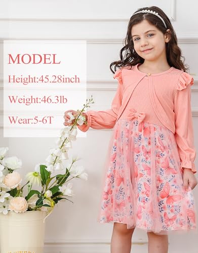 UNICOMIDEA Toddler Girls Sleeveless Dresses and Long Sleeve Knit Cardigan Set 2 Piece 2-6T4