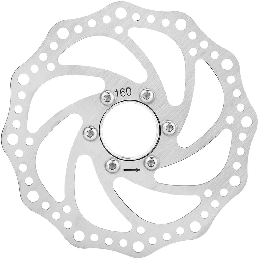 Wvapzwr Bicycle Brake Rotor, 160mm Steel Bicycle Rotors, Threaded Hubs Brake Disc, Mountain Bike Brake Disc, Rotor Flange Adapter with 6 Bolts