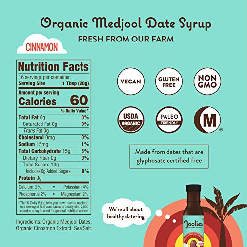 Joolies Organic Medjool Date Syrup | Cinnamon, 2 Pack | Made with Fresh California Grown Fruit | Vegan, Gluten-Free, Paleo, No Added Sugar | Low Glycemic Breakfast, Baking & Dessert Topping