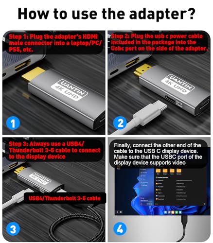 Adaptador UANTIN HDMI a USB C 4K@60Hz Unidireccional miniatura 2