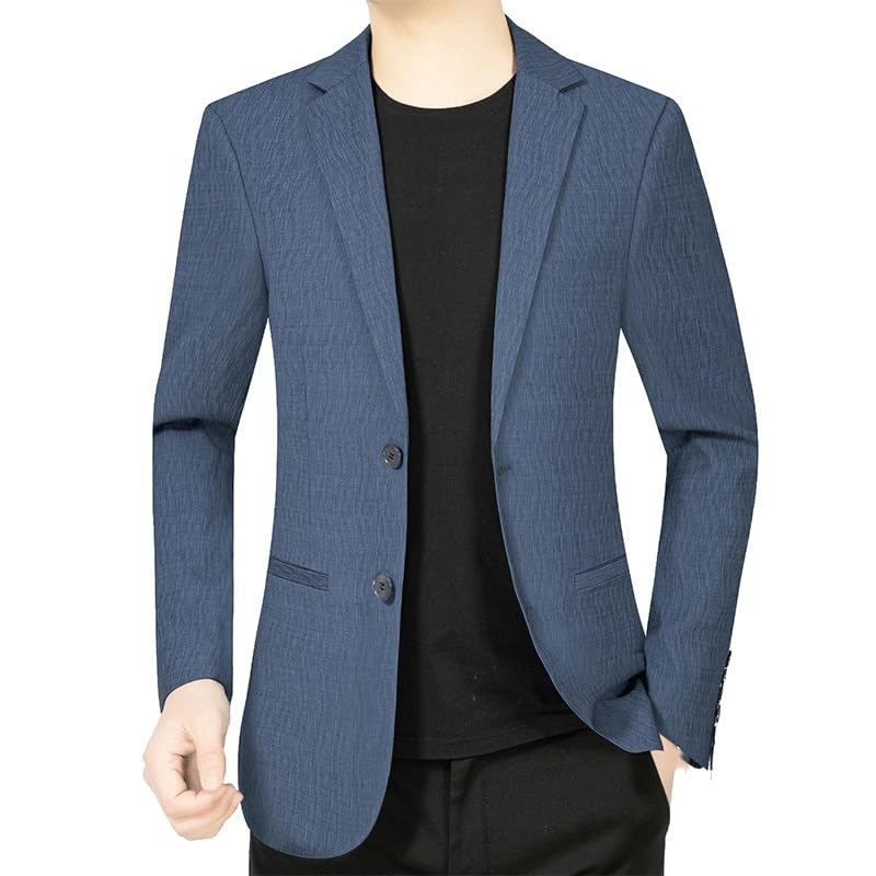 Mens Blue Casual Two Button Suit Blazers Jacket Slim Fit Sport Coat Suit Lightweight for Wedding Prom Homecoming