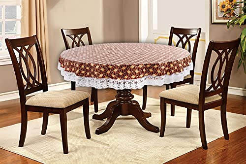 Image of The Furnishing Tree Round Shaped 4 Seater Table Cover WxL 60x60 inches with White Border lace