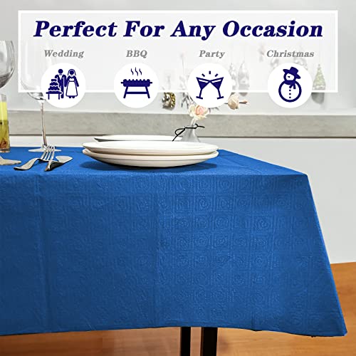 Dozobeede 6 Pack Disposable Table Cloths 3 Ply Paper & Plastic, 54" X 108" Rectangular Table Cover For Dining, Party, Outdoor (Blue) #TOP3