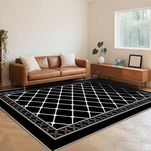 Tapis chic noir de 160x200 cm avec design doux antidérapant - 2