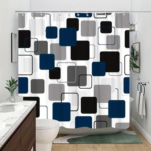 Rideau de douche géométrique abstrait moderne imperméable 110x170cm