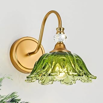 Vintage Brass Finish Wall Sconces Bathroom Glass Wall Light Fixtures Modern Vanity Lights for Bathroom Bedroom Corridor DecorateA