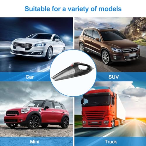 RIKIN Aspiradora de Coche 8500PA 120W Aspirador de Mano con Cable Filtro de Acero Inoxidable Accesorio Completo y Bolsa de Transporte para Hogar y Coche