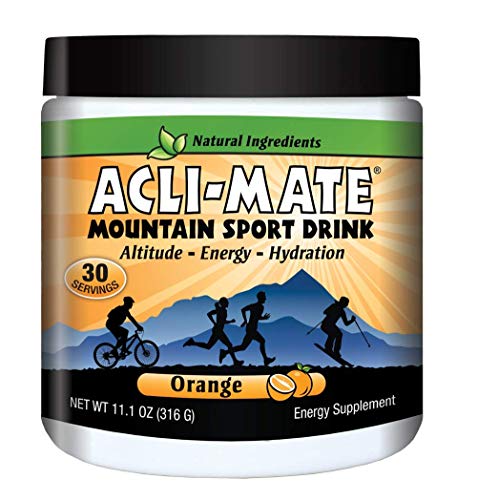 Acli-Mate Mountain Sport Drink Mix - High Altitude Acclimatization Hydration - Energy, Performance, and Recovery Running/Biking/Hiking/Skiing/Climbing Tub (Orange)