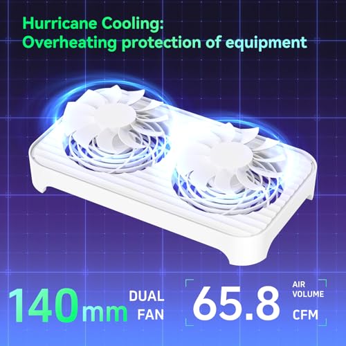 Image of X4 Quiet USB Cooling Fan, High Speed Dual 140mm USB PC Fan, 1-Touch Switch & 2 USB Ports, Stackable Design for Router, Receiver Amplifier, DVR, PlayStation, Xbox, Computer Cabinet Cooling